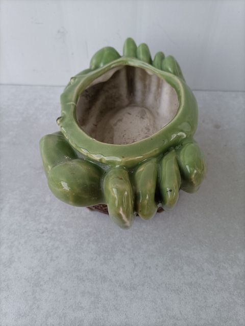 古玩陶瓷出口創匯期綠釉螃蟹水仙盆拍賣，當前價格350元