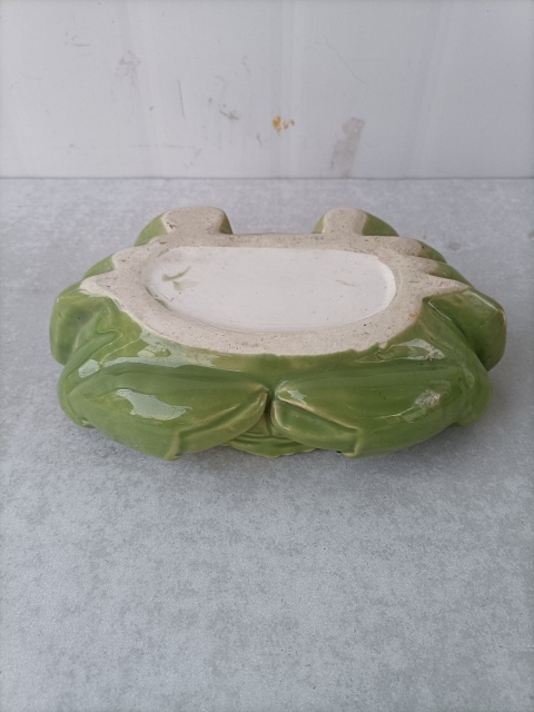 古玩陶瓷出口創匯期綠釉螃蟹水仙盆拍賣，當前價格350元