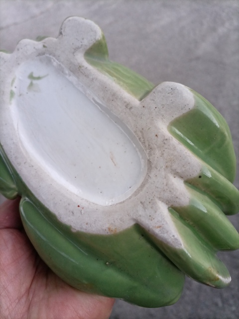 古玩陶瓷出口創匯期綠釉螃蟹水仙盆拍賣，當前價格350元