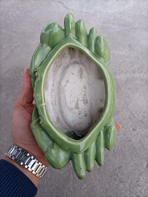 古玩陶瓷出口創匯期綠釉螃蟹水仙盆拍賣，當前價格350元