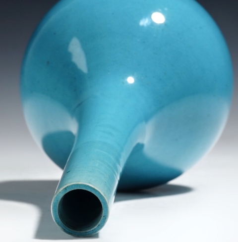 古玩陶瓷清晚孔雀藍釉膽瓶拍賣，當前價格10000元