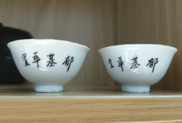 古玩陶瓷民國時期墨彩礬紅魚藻紋茶圓拍賣，當前價格650元