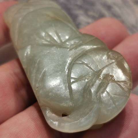古玩玉器明代~和田玉執荷童子拍賣,當前價格4500元
