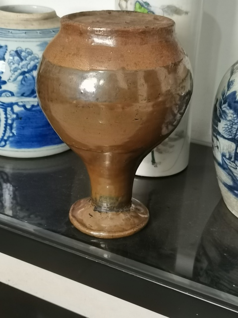 古玩陶瓷柴燒窯變磁州窯醬釉玉壺春瓶拍賣,當前價格1888元