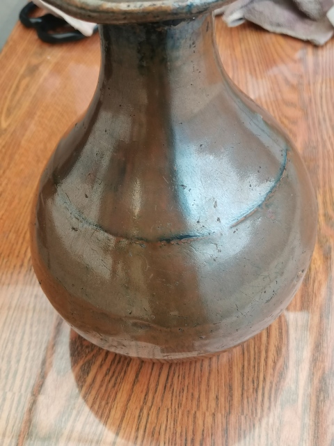 古玩陶瓷柴燒窯變磁州窯醬釉玉壺春瓶拍賣,當前價格1888元