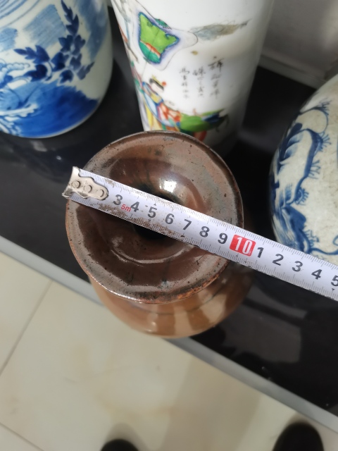 古玩陶瓷柴燒窯變磁州窯醬釉玉壺春瓶拍賣,當前價格1888元