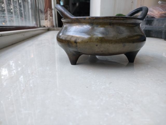 古玩銅器橋耳宣德款銅爐拍賣,當前價格35000元