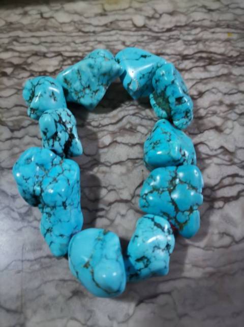 古玩雜項天然綠松石隨型手串拍賣，當前價格1698元