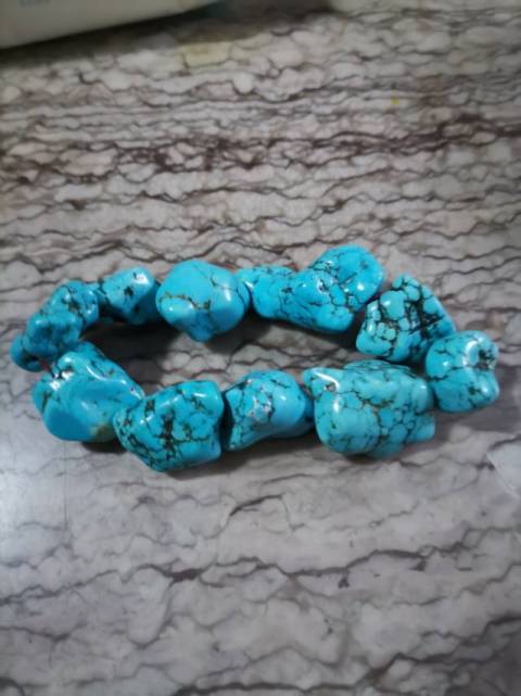 古玩雜項天然綠松石隨型手串拍賣，當前價格1698元