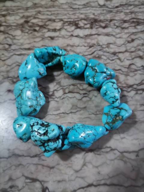 古玩雜項天然綠松石隨型手串拍賣，當前價格1698元