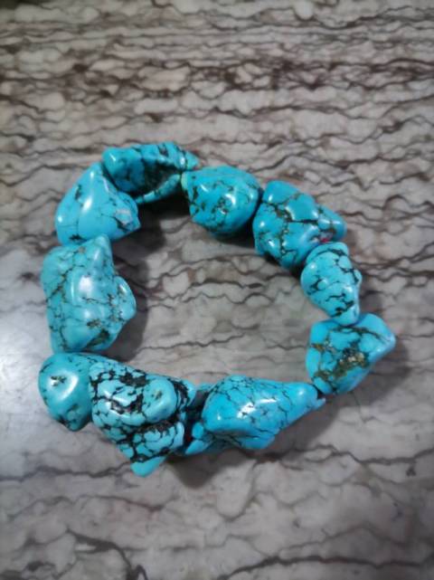 古玩雜項天然綠松石隨型手串拍賣，當前價格1698元