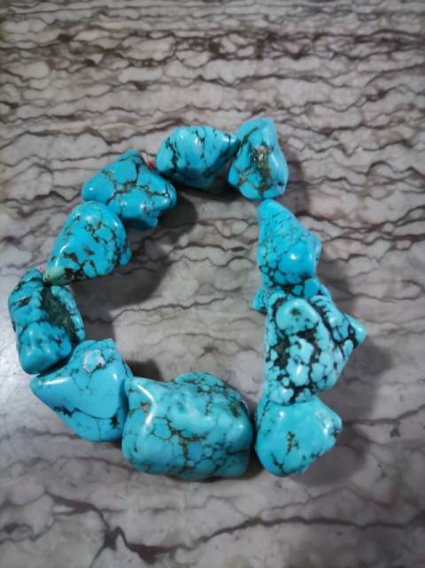 古玩雜項天然綠松石隨型手串拍賣，當前價格1698元