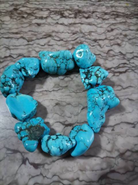 古玩雜項天然綠松石隨型手串拍賣，當前價格1698元