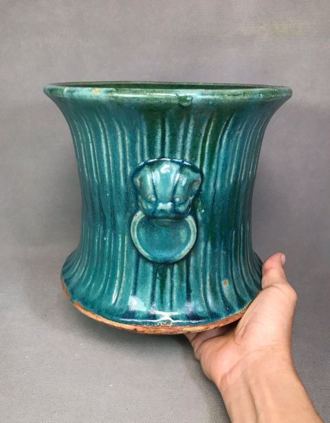 古玩陶瓷（官藏精品）雙鋪首獸綠釉大筆海拍賣，當前價格0元