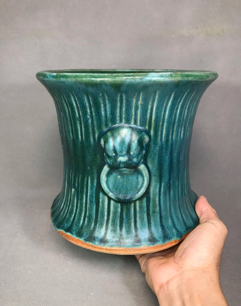 古玩陶瓷（官藏精品）雙鋪首獸綠釉大筆海拍賣，當前價格0元