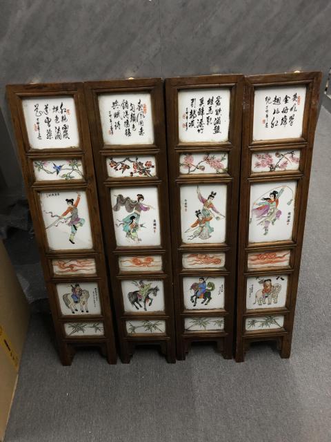 古玩陶瓷粉彩人物瓷板一組拍賣，當前價格2860元