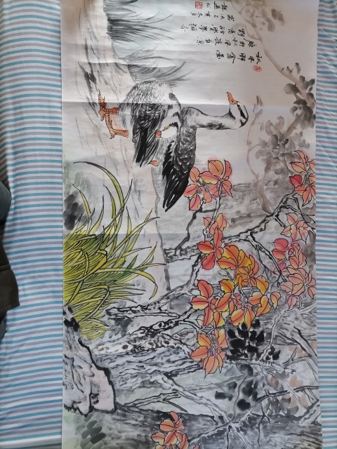 古玩字畫秋風野禽圖拍賣，當前價格200元