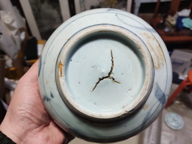 古玩陶瓷明末青花花卉紋缽式爐拍賣，當前價格698元