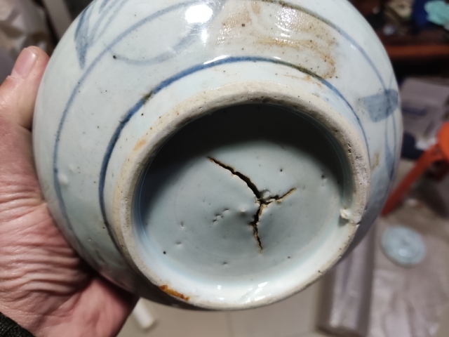 古玩陶瓷明末青花花卉紋缽式爐拍賣，當前價格698元