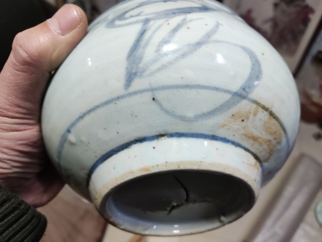 古玩陶瓷明末青花花卉紋缽式爐拍賣，當前價格698元