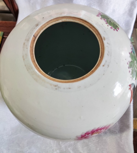 古玩陶瓷民國淺絳彩花鳥紋冬瓜罐拍賣，當前價格3988元