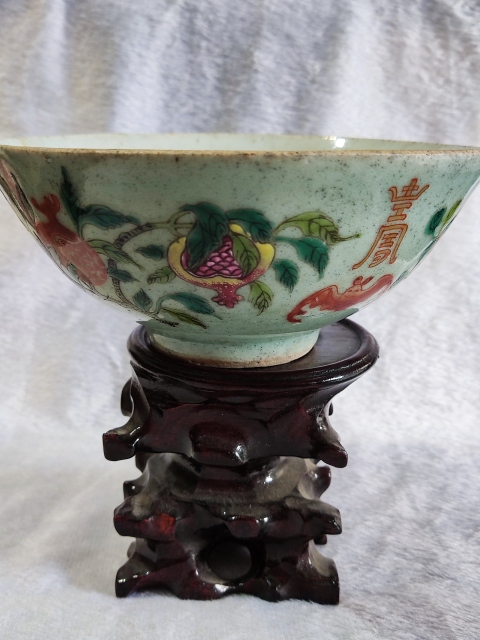 古玩陶瓷后加彩豆青釉青花粉彩碗拍賣,當(dāng)前價(jià)格518元
