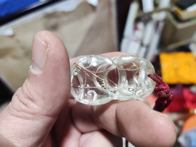 古玩玉器水晶發(fā)晶墜帶證書開門的拍賣，當(dāng)前價(jià)格698元