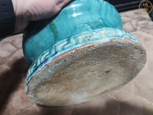 古玩陶瓷清末地方窯口孔雀藍釉缸拍賣,當前價格399元
