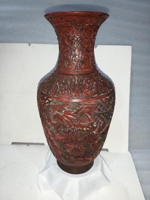 古玩雜項剔紅雕漆花瓶拍賣，當前價格1880元