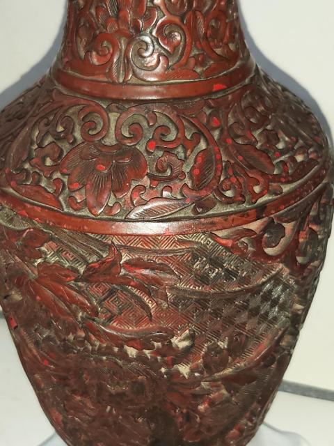 古玩雜項剔紅雕漆花瓶拍賣，當前價格1880元