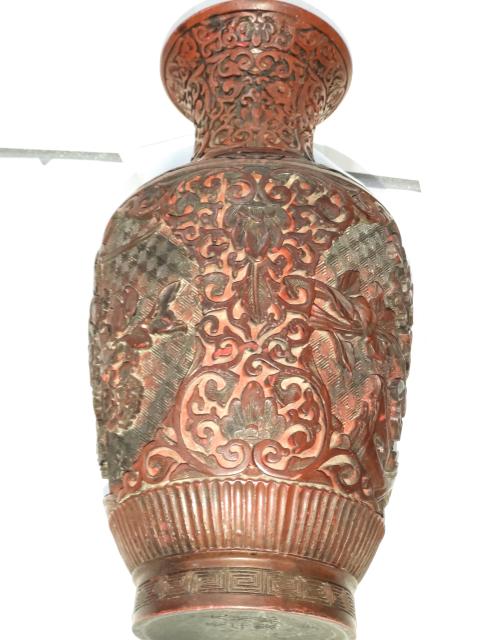 古玩雜項剔紅雕漆花瓶拍賣，當前價格1880元