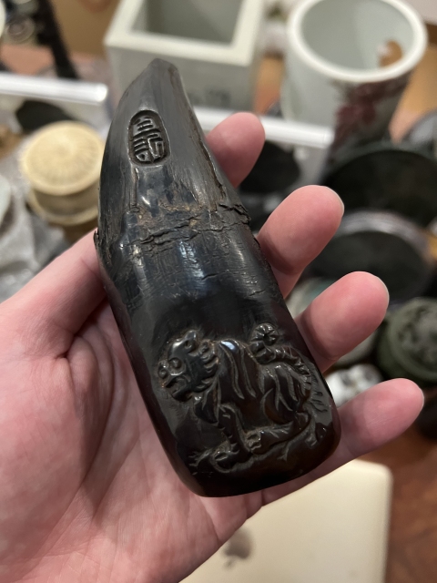 古玩雜項清代精品**雕刻猛獸紋擺件拍賣,當前價格1800元
