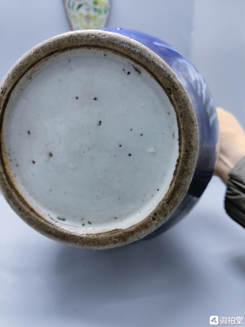 古玩陶瓷清晚期霽藍釉堆白花卉紋發大渣斗拍賣,當前價格2600元