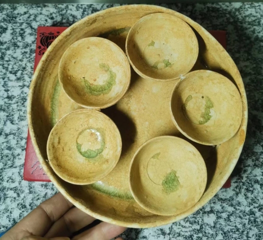 古玩陶瓷南北朝洪州窯青釉杯碟拍賣,當前價格26890元