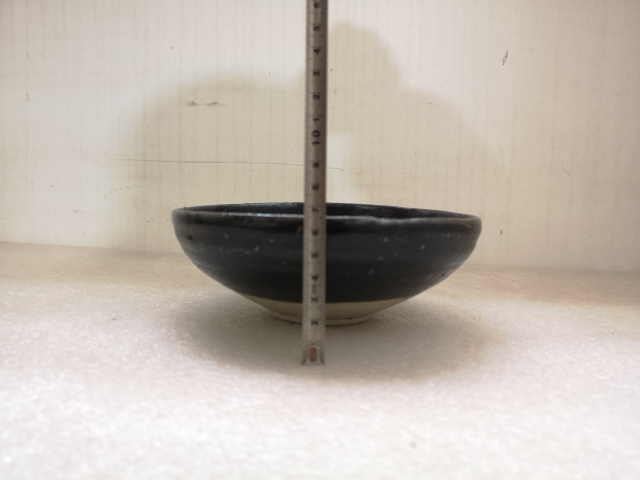 古玩陶瓷元代耀州窯黑釉碗拍賣，當前價格850元