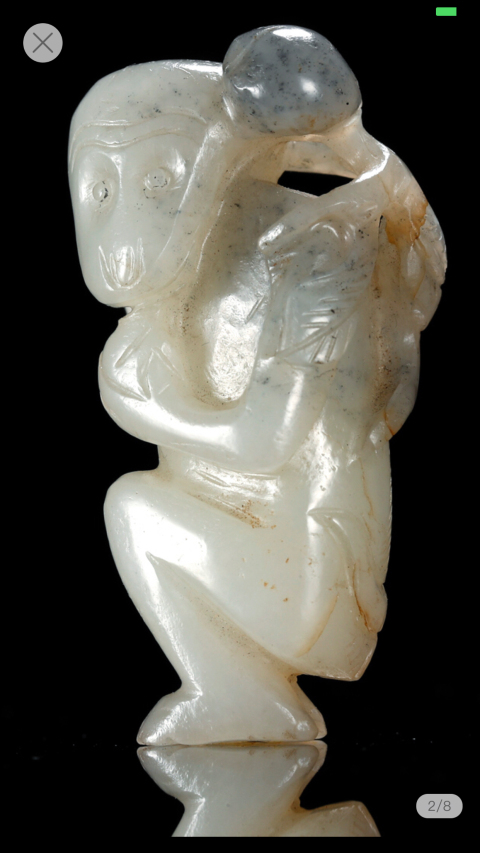 古玩玉器明代靈猴獻壽把件拍賣，當前價格12800元