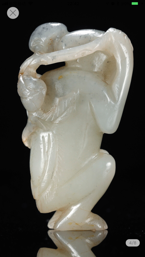 古玩玉器明代靈猴獻壽把件拍賣，當前價格12800元