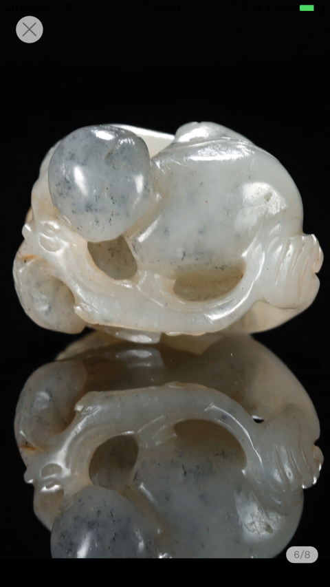 古玩玉器明代靈猴獻壽把件拍賣，當前價格12800元