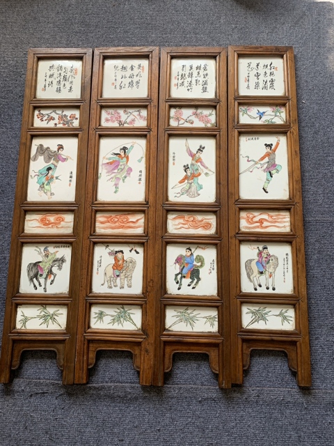 古玩陶瓷粉彩人物瓷板一組拍賣，當前價格2860元