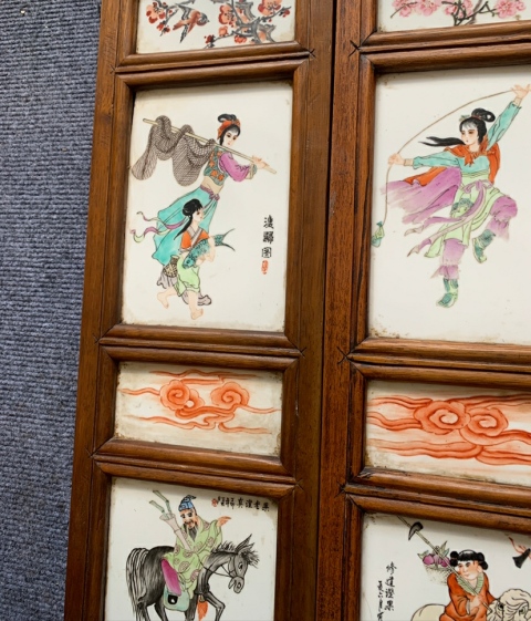 古玩陶瓷粉彩人物瓷板一組拍賣，當前價格2860元