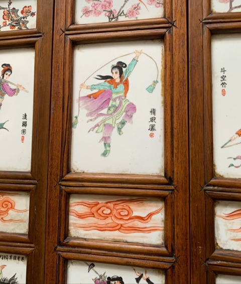 古玩陶瓷粉彩人物瓷板一組拍賣，當前價格2860元