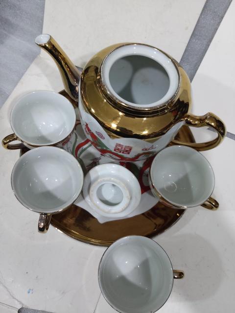 古玩陶瓷出口創匯期描金彩繪龍鳳紋茶器一組拍賣,當前價格588元