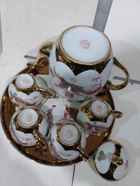 古玩陶瓷出口創匯期描金彩繪龍鳳紋茶器一組拍賣,當前價格588元