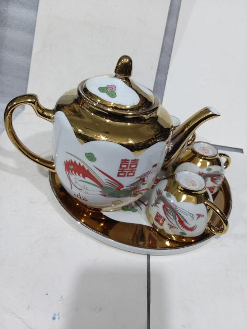 古玩陶瓷出口創匯期描金彩繪龍鳳紋茶器一組拍賣,當前價格588元