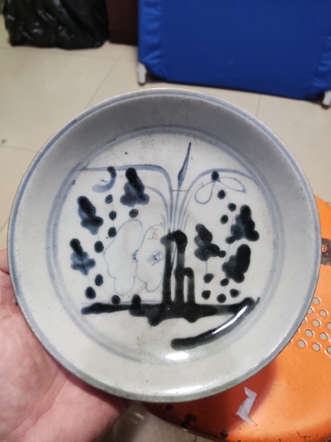 古玩陶瓷清中期歲寒三友松竹梅青花盤拍賣，當前價格128元