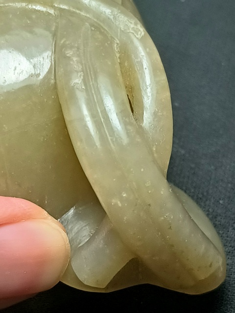 古玩玉器清·玉雕荷葉形洗真品鑒賞圖
