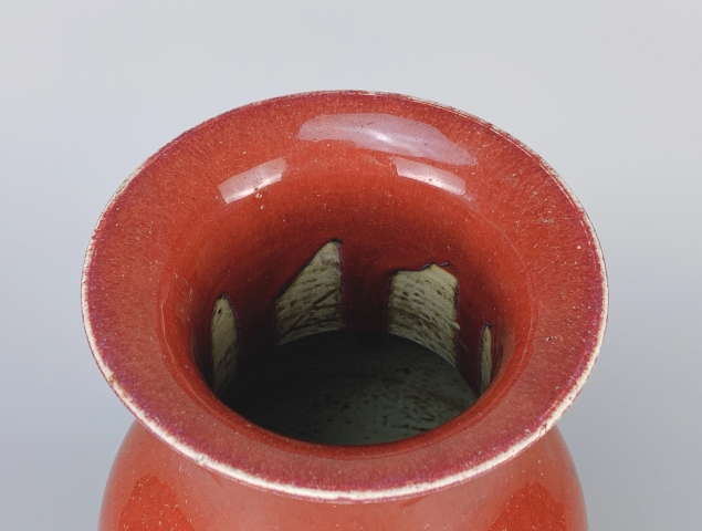 古玩陶瓷清中紅釉羅漢瓶拍賣，當(dāng)前價格6800元