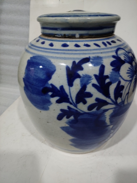 古玩陶瓷青花牡丹花紋蓋罐拍賣，當前價格1888元