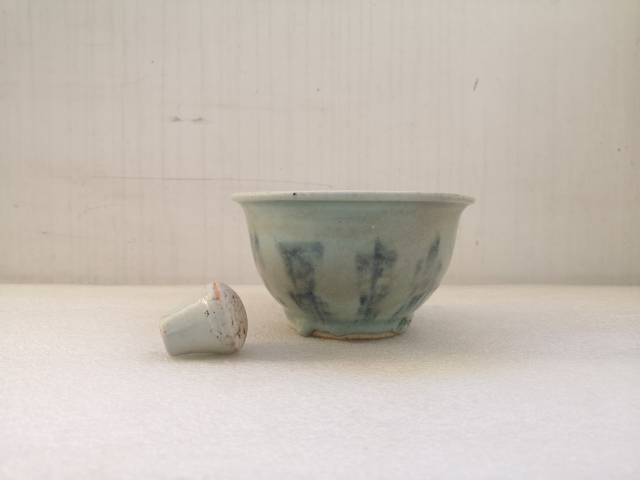 古玩陶瓷明代青花擂缽（研缽）拍賣，當前價格2600元