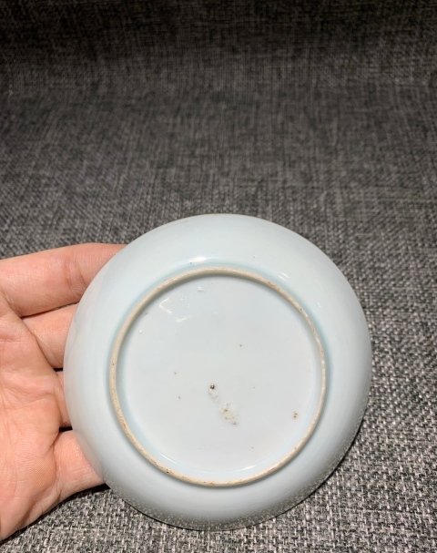 古玩陶瓷【望月樓】清代康熙青花礬紅描金提籃盤拍賣,當前價格1600元